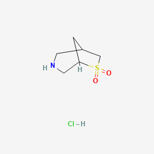 molecular formula C6H12ClNO2S B14064481 6lambda6-Thia-3-azabicyclo[3.2.1]octane-6,6-dione hydrochloride 