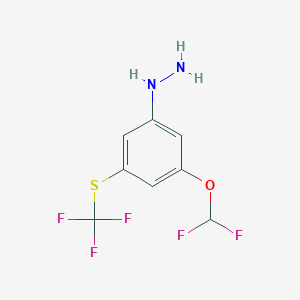 molecular formula C8H7F5N2OS B14064517 1-(3-(Difluoromethoxy)-5-(trifluoromethylthio)phenyl)hydrazine 