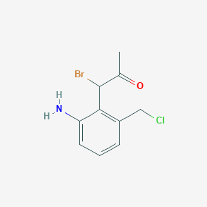 molecular formula C10H11BrClNO B14064539 1-(2-Amino-6-(chloromethyl)phenyl)-1-bromopropan-2-one 