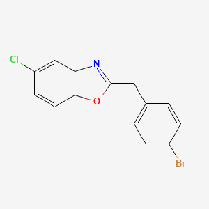 molecular formula C14H9BrClNO B14064542 Benzoxazole, 2-((4-bromophenyl)methyl)-5-chloro- CAS No. 102394-37-6