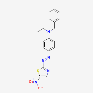 molecular formula C18H17N5O2S B14064544 N-Benzyl-N-ethyl-4-[(E)-(5-nitro-1,3-thiazol-2-yl)diazenyl]aniline CAS No. 102300-51-6