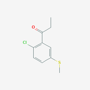 molecular formula C10H11ClOS B14064573 1-(2-Chloro-5-(methylthio)phenyl)propan-1-one 