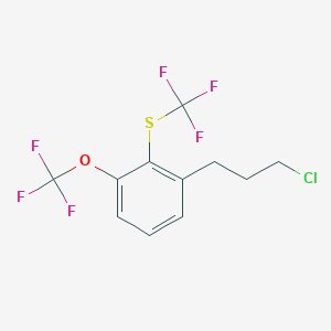 molecular formula C11H9ClF6OS B14064584 1-(3-Chloropropyl)-3-(trifluoromethoxy)-2-(trifluoromethylthio)benzene 