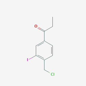 molecular formula C10H10ClIO B14064664 1-(4-(Chloromethyl)-3-iodophenyl)propan-1-one 