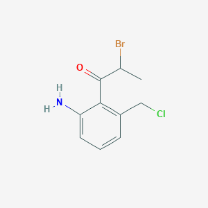 molecular formula C10H11BrClNO B14064679 1-(2-Amino-6-(chloromethyl)phenyl)-2-bromopropan-1-one 