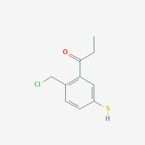 molecular formula C10H11ClOS B14064711 1-(2-(Chloromethyl)-5-mercaptophenyl)propan-1-one 