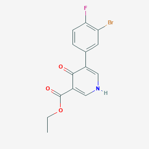 molecular formula C14H11BrFNO3 B1406473 Ethyl 5-(3-bromo-4-fluorophenyl)-4-oxo-1,4-dihydropyridine-3-carboxylate CAS No. 1449301-75-0