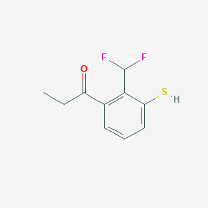 molecular formula C10H10F2OS B14064756 1-(2-(Difluoromethyl)-3-mercaptophenyl)propan-1-one 