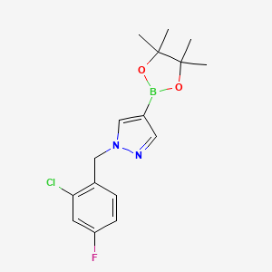 molecular formula C16H19BClFN2O2 B1406478 1-[(2-氯-4-氟苯基)甲基]-4-(4,4,5,5-四甲基-1,3,2-二氧杂硼环-2-基)吡唑 CAS No. 1604036-70-5