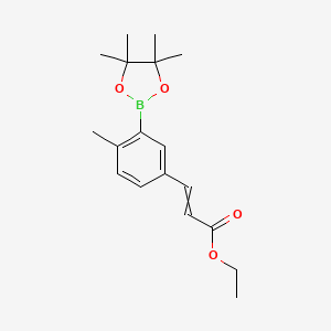 molecular formula C18H25BO4 B14064814 (E)-Ethyl 3-(4-methyl-3-(4,4,5,5-tetramethyl-1,3,2-dioxaborolan-2-yl)phenyl)acrylate 