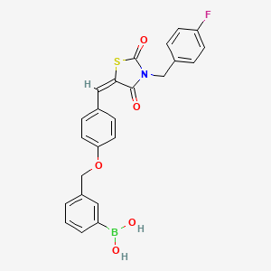 molecular formula C24H19BFNO5S B14064863 (3-{[4-({3-[(4-Fluorophenyl)methyl]-2,4-dioxo-1,3-thiazolidin-5-ylidene}methyl)phenoxy]methyl}phenyl)boronic acid 