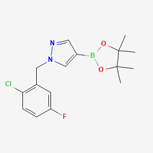molecular formula C16H19BClFN2O2 B1406497 1H-吡唑，1-[(2-氯-5-氟苯基)甲基]-4-(4,4,5,5-四甲基-1,3,2-二氧杂硼环-2-基)- CAS No. 1604036-69-2