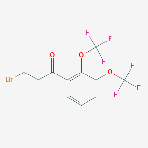 molecular formula C11H7BrF6O3 B14064973 1-(2,3-Bis(trifluoromethoxy)phenyl)-3-bromopropan-1-one 