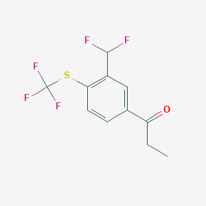 molecular formula C11H9F5OS B14065006 1-(3-(Difluoromethyl)-4-(trifluoromethylthio)phenyl)propan-1-one 