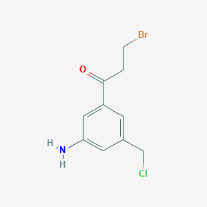 molecular formula C10H11BrClNO B14065012 1-(3-Amino-5-(chloromethyl)phenyl)-3-bromopropan-1-one 