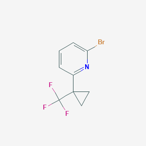 molecular formula C9H7BrF3N B14065017 2-Bromo-6-(1-(trifluoromethyl)cyclopropyl)pyridine 