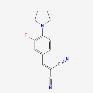 molecular formula C14H12FN3 B14065070 [3-Fluoro-4-(pyrrolidin-1-yl)benzylidene]propanedinitrile 