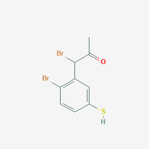 molecular formula C9H8Br2OS B14065078 1-Bromo-1-(2-bromo-5-mercaptophenyl)propan-2-one 