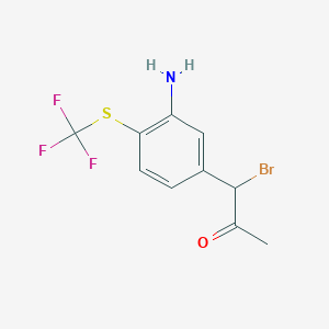 molecular formula C10H9BrF3NOS B14065098 1-(3-Amino-4-(trifluoromethylthio)phenyl)-1-bromopropan-2-one 