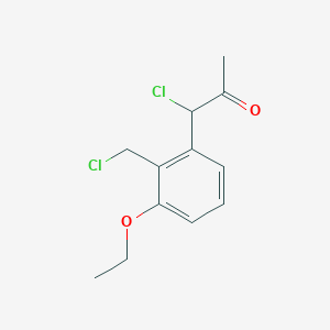 molecular formula C12H14Cl2O2 B14065121 1-Chloro-1-(2-(chloromethyl)-3-ethoxyphenyl)propan-2-one 