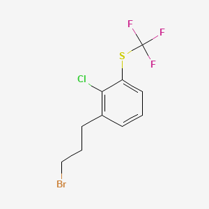 molecular formula C10H9BrClF3S B14065171 1-(3-Bromopropyl)-2-chloro-3-(trifluoromethylthio)benzene 