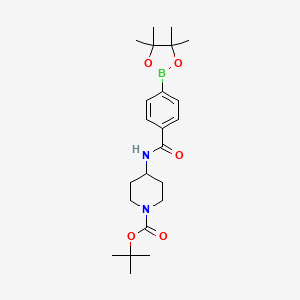 molecular formula C23H35BN2O5 B1406525 4-[4-(4,4,5,5-Tetramethyl-[1,3,2]dioxaborolan-2-yl)-benzoylamino]-piperidine-1-carboxylic acid tert-butyl ester CAS No. 1610612-52-6