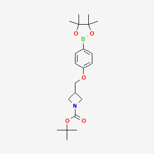 molecular formula C21H32BNO5 B1406537 3-[4-(4,4,5,5-四甲基-[1,3,2]二氧戊环-2-基)苯氧甲基]-氮杂环丁烷-1-羧酸叔丁酯 CAS No. 1505515-92-3