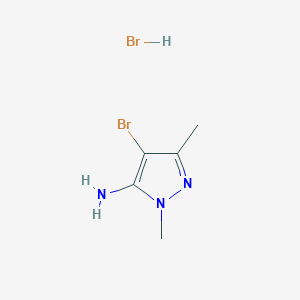 molecular formula C5H9Br2N3 B1406541 4-bromo-1,3-dimethyl-1H-pyrazol-5-amine hydrobromide CAS No. 1431965-46-6