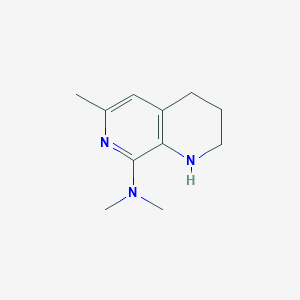 molecular formula C11H17N3 B1406545 N,N,6-三甲基-1,2,3,4-四氢-1,7-萘啶-8-胺 CAS No. 1820639-42-6