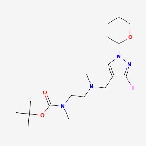molecular formula C18H31IN4O3 B1406553 (2-{[3-Iodo-1-(tetrahydropyran-2-yl)-1H-pyrazol-4-ylmethyl]-methylamino}-ethyl)-methyl-carbamic acid tert-butyl ester CAS No. 1782069-01-5