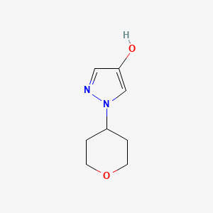 molecular formula C8H12N2O2 B1406554 1-(氧杂环-4-基)-1H-吡唑-4-醇 CAS No. 1598643-02-7