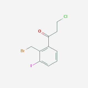 molecular formula C10H9BrClIO B14065681 1-(2-(Bromomethyl)-3-iodophenyl)-3-chloropropan-1-one 