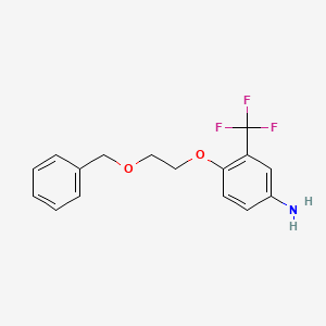 molecular formula C16H16F3NO2 B1406570 4-(2-Benzyloxyethoxy)-3-trifluoromethyl-phenylamine CAS No. 1627856-97-6