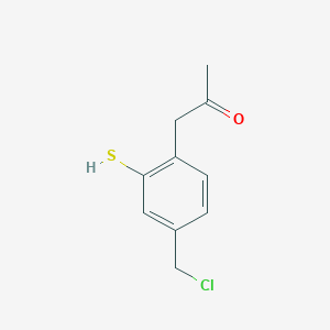 molecular formula C10H11ClOS B14065705 1-(4-(Chloromethyl)-2-mercaptophenyl)propan-2-one 