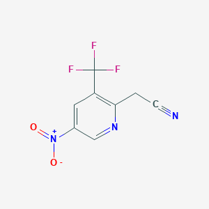 molecular formula C8H4F3N3O2 B1406582 2-(5-硝基-3-(三氟甲基)吡啶-2-基)乙腈 CAS No. 1627857-06-0