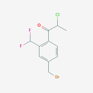 molecular formula C11H10BrClF2O B14065829 1-(4-(Bromomethyl)-2-(difluoromethyl)phenyl)-2-chloropropan-1-one 