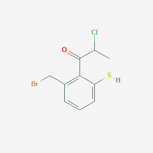 molecular formula C10H10BrClOS B14065854 1-(2-(Bromomethyl)-6-mercaptophenyl)-2-chloropropan-1-one 