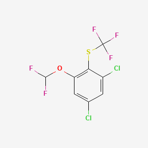 molecular formula C8H3Cl2F5OS B14065874 1,5-Dichloro-3-difluoromethoxy-2-(trifluoromethylthio)benzene 