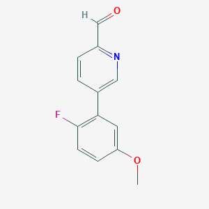 molecular formula C13H10FNO2 B1406594 5-(2-Fluoro-5-methoxyphenyl)picolinaldehyde CAS No. 1623144-43-3
