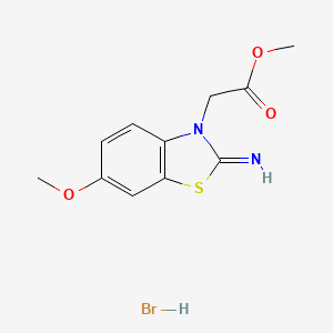 molecular formula C11H13BrN2O3S B1406596 methyl 2-(2-imino-6-methoxybenzo[d]thiazol-3(2H)-yl)acetate hydrobromide CAS No. 138404-43-0
