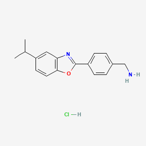 molecular formula C17H19ClN2O B1406602 [4-(5-Isopropyl-1,3-benzoxazol-2-yl)benzyl]amine hydrochloride CAS No. 1982608-63-8