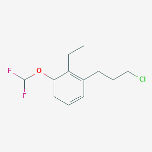 molecular formula C12H15ClF2O B14066078 1-(3-Chloropropyl)-3-(difluoromethoxy)-2-ethylbenzene 