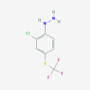 molecular formula C7H6ClF3N2S B14066117 1-(2-Chloro-4-(trifluoromethylthio)phenyl)hydrazine 