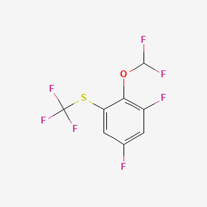 molecular formula C8H3F7OS B14066173 1,5-Difluoro-2-difluoromethoxy-3-(trifluoromethylthio)benzene 