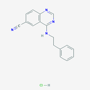 molecular formula C17H15ClN4 B1406625 6-喹唑啉甲腈，4-[(2-苯乙基)氨基]-, 盐酸盐 (1:1) CAS No. 1780390-76-2