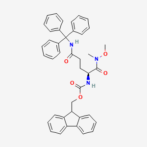 molecular formula C41H39N3O5 B1406627 (9H-fluoren-9-yl)methyl N-[(1S)-1-[methoxy(methyl)carbamoyl]-3-[(triphenylmethyl)carbamoyl]propyl]carbamate CAS No. 474123-46-1