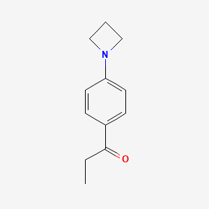 molecular formula C12H15NO B1406633 1-Propanone, 1-[4-(1-azetidinyl)phenyl]- CAS No. 1476731-09-5