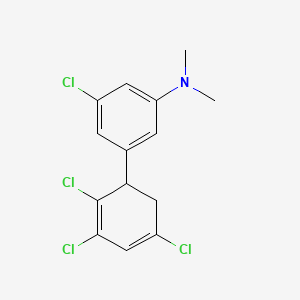 molecular formula C14H13Cl4N B14066337 [3-Chloro-5-(2,3,5-trichlorocyclohexa-2,4-dienyl)-phenyl]-dimethyl-amine 