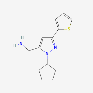 molecular formula C13H17N3S B1406644 (1-环戊基-3-(噻吩-2-基)-1H-吡唑-5-基)甲胺 CAS No. 1949836-74-1