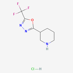 molecular formula C8H11ClF3N3O B1406654 2-(哌啶-3-基)-5-(三氟甲基)-1,3,4-噁二唑盐酸盐 CAS No. 1820712-33-1